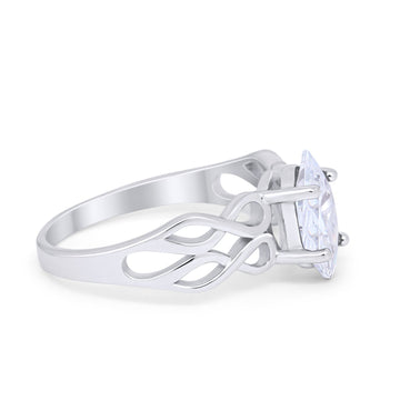 Marquise Simulated Stone Celtic Braided Infinity Shank 925 Sterling Silver